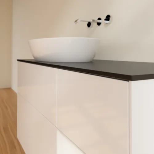 Bild von VILLEROY BOCH Finion Waschbeckenunterschrank, mit Beleuchtung, 3 Auszüge, 1200 x 603 x 501 mm, Glossy White Lacquer / Glossy White Lacquer / Glass Black Matt #FA52GFGF