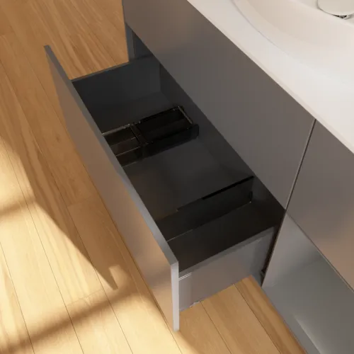 Bild von VILLEROY BOCH Finion Waschbeckenunterschrank, mit Beleuchtung, 3 Auszüge, 1200 x 603 x 501 mm, Anthracite Matt Lacquer / Anthracite Matt Lacquer / Glass White Matt #FA71GKGK