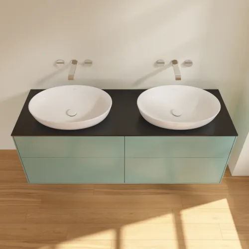 Bild von VILLEROY BOCH Finion Waschbeckenunterschrank, 4 Auszüge, 1600 x 603 x 501 mm, Olive Matt Lacquer / Glass Black Matt #FA8200GM