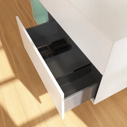 VILLEROY BOCH Finion Waschbeckenunterschrank, mit Beleuchtung, 3 Auszüge, 1200 x 603 x 501 mm, White Matt Lacquer / Olive Matt Lacquer / Glass White Matt #FA61GMMT, Bild 7