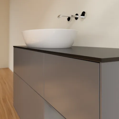 Bild von VILLEROY BOCH Finion Waschbeckenunterschrank, mit Beleuchtung, 3 Auszüge, 1200 x 603 x 501 mm, Anthracite Matt Lacquer / Anthracite Matt Lacquer / Glass Black Matt #FA52GKGK