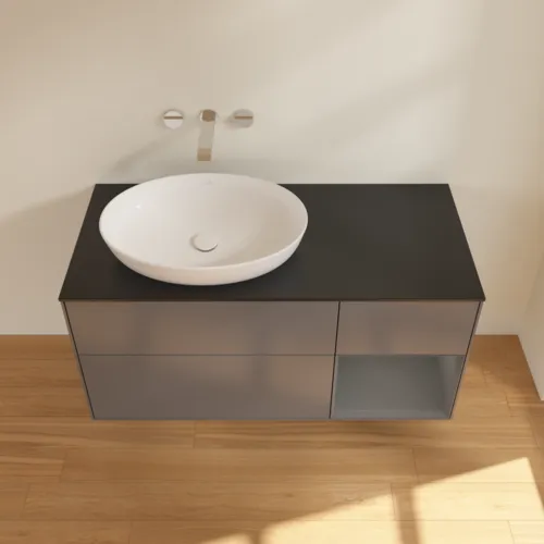 Bild von VILLEROY BOCH Finion Waschbeckenunterschrank, mit Beleuchtung, 3 Auszüge, 1200 x 603 x 501 mm, Anthracite Matt Lacquer / Anthracite Matt Lacquer / Glass Black Matt #FA52GKGK