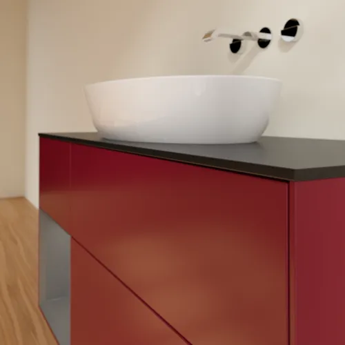 VILLEROY BOCH Finion Waschbeckenunterschrank, mit Beleuchtung, 3 Auszüge, 1200 x 603 x 501 mm, Peony Matt Lacquer / Anthracite Matt Lacquer / Glass Black Matt #FA62GKHB, Bild 6