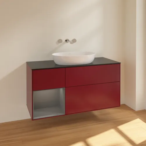 VILLEROY BOCH Finion Waschbeckenunterschrank, mit Beleuchtung, 3 Auszüge, 1200 x 603 x 501 mm, Peony Matt Lacquer / Anthracite Matt Lacquer / Glass Black Matt #FA62GKHB, Bild 2