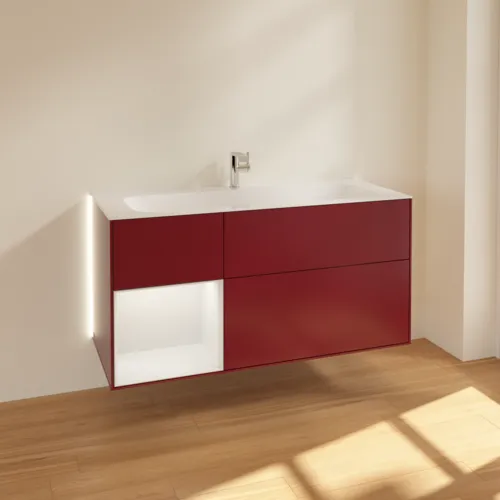 Bild von VILLEROY BOCH Finion Waschbeckenunterschrank, mit Beleuchtung, 3 Auszüge, 1196 x 591 x 498 mm, Peony Matt Lacquer / Gold Matt Lacquer #G060HFHB