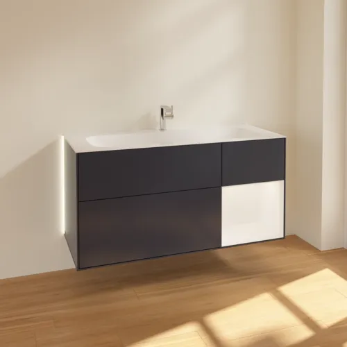 VILLEROY BOCH Finion Waschbeckenunterschrank, mit Beleuchtung, 3 Auszüge, 1196 x 591 x 498 mm, Midnight Blue Matt Lacquer / White Matt Lacquer #G070MTHG, Bild 2