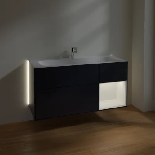 VILLEROY BOCH Finion Waschbeckenunterschrank, mit Beleuchtung, 3 Auszüge, 1196 x 591 x 498 mm, Midnight Blue Matt Lacquer / White Matt Lacquer #G070MTHG, Bild 3