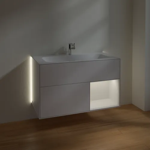 VILLEROY BOCH Finion Waschbeckenunterschrank, mit Beleuchtung, 2 Auszüge, 996 x 591 x 498 mm, Glossy White Lacquer / Glossy White Lacquer #G040GFGF, Bild 3