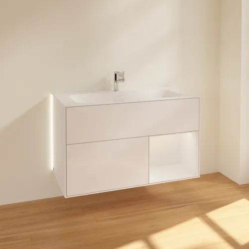 VILLEROY BOCH Finion Waschbeckenunterschrank, mit Beleuchtung, 2 Auszüge, 996 x 591 x 498 mm, Glossy White Lacquer / Glossy White Lacquer #G040GFGF, Bild 2