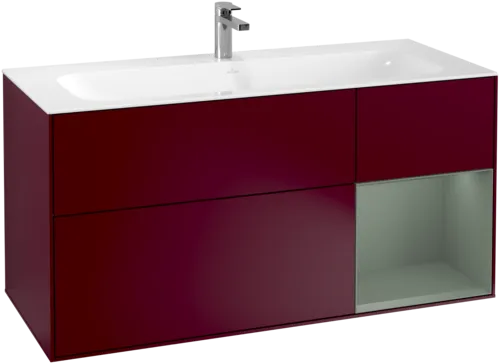 Зображення з  VILLEROY BOCH Finion Vanity unit, with lighting, 3 pull-out compartments, 1196 x 591 x 498 mm, Peony Matt Lacquer / Olive Matt Lacquer #G070GMHB