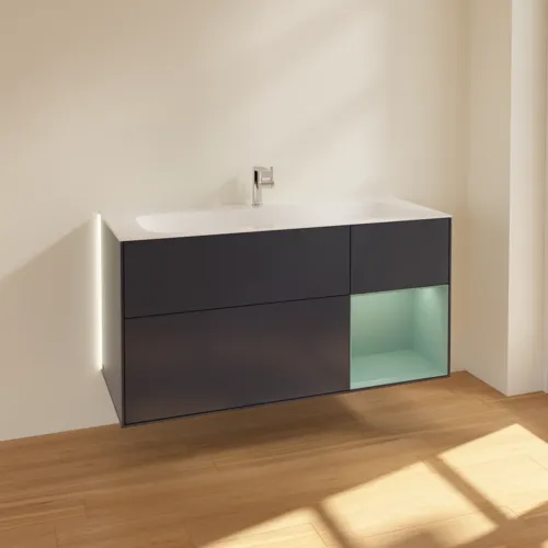 Bild von VILLEROY BOCH Finion Waschbeckenunterschrank, mit Beleuchtung, 3 Auszüge, 1196 x 591 x 498 mm, Midnight Blue Matt Lacquer / Olive Matt Lacquer #G070GMHG