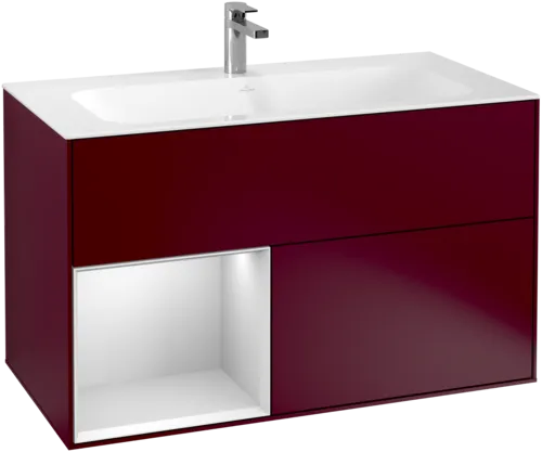 Зображення з  VILLEROY BOCH Finion Vanity unit, with lighting, 2 pull-out compartments, 996 x 591 x 498 mm, Peony Matt Lacquer / White Matt Lacquer #G030MTHB