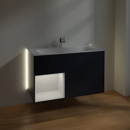 Bild von VILLEROY BOCH Finion Waschbeckenunterschrank, mit Beleuchtung, 2 Auszüge, 996 x 591 x 498 mm, Midnight Blue Matt Lacquer / Glossy White Lacquer #G030GFHG