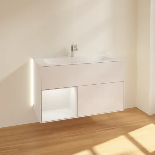 Bild von VILLEROY BOCH Finion Waschbeckenunterschrank, mit Beleuchtung, 2 Auszüge, 996 x 591 x 498 mm, Glossy White Lacquer / Midnight Blue Matt Lacquer #G030HGGF