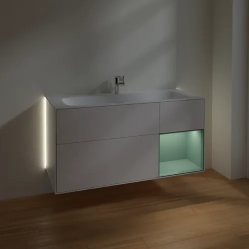 Bild von VILLEROY BOCH Finion Waschbeckenunterschrank, mit Beleuchtung, 3 Auszüge, 1196 x 591 x 498 mm, White Matt Lacquer / Olive Matt Lacquer #G070GMMT