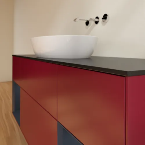 Bild von VILLEROY BOCH Finion Waschbeckenunterschrank, mit Beleuchtung, 4 Auszüge, 1600 x 603 x 501 mm, Peony Matt Lacquer / Midnight Blue Matt Lacquer / Glass Black Matt #FD02HGHB