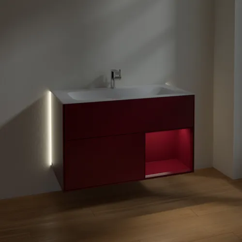 Bild von VILLEROY BOCH Finion Waschbeckenunterschrank, mit Beleuchtung, 2 Auszüge, 996 x 591 x 498 mm, Peony Matt Lacquer / Peony Matt Lacquer #G040HBHB