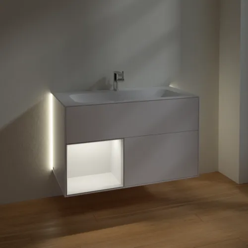 Obrázek VILLEROY BOCH Finion Vanity unit, with lighting, 2 pull-out compartments, 996 x 591 x 498 mm, White Matt Lacquer / Gold Matt Lacquer #G030HFMT