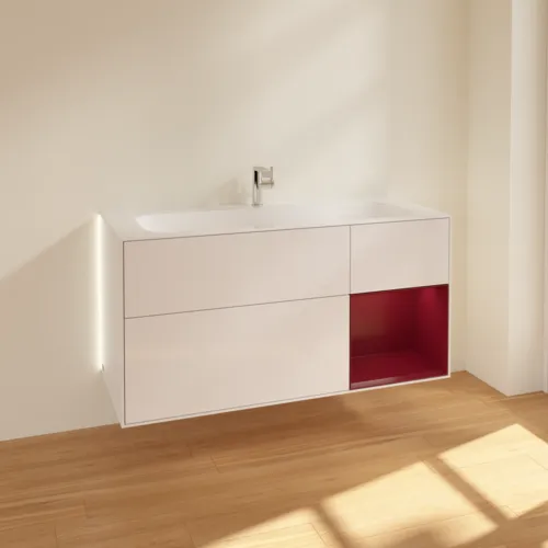 Bild von VILLEROY BOCH Finion Waschbeckenunterschrank, mit Beleuchtung, 3 Auszüge, 1196 x 591 x 498 mm, Glossy White Lacquer / Peony Matt Lacquer #G070HBGF
