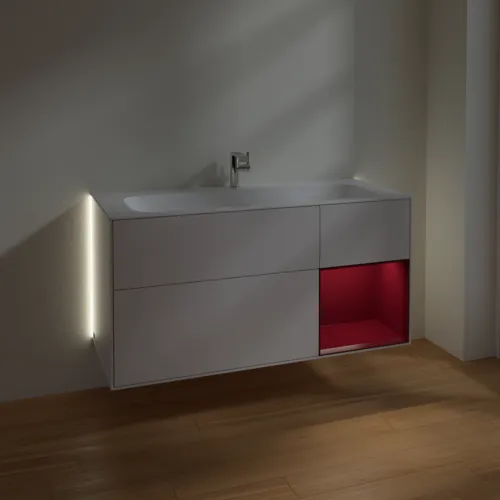 Bild von VILLEROY BOCH Finion Waschbeckenunterschrank, mit Beleuchtung, 3 Auszüge, 1196 x 591 x 498 mm, Glossy White Lacquer / Peony Matt Lacquer #G070HBGF