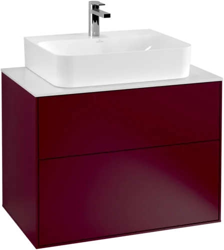 Picture of VILLEROY BOCH Finion Vanity unit, with lighting, 2 pull-out compartments, 800 x 603 x 501 mm, Peony Matt Lacquer / Glass White Matt #G09100HB