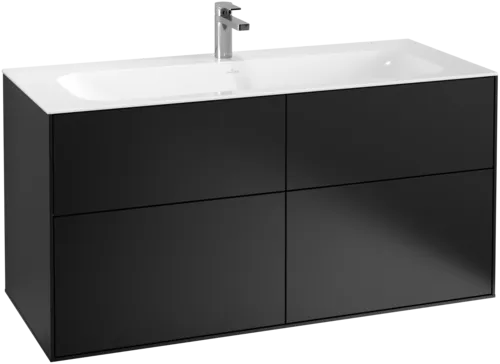Picture of VILLEROY BOCH Finion Vanity unit, with lighting, 4 pull-out compartments, 1196 x 591 x 498 mm, Black Matt Lacquer #G05000PD
