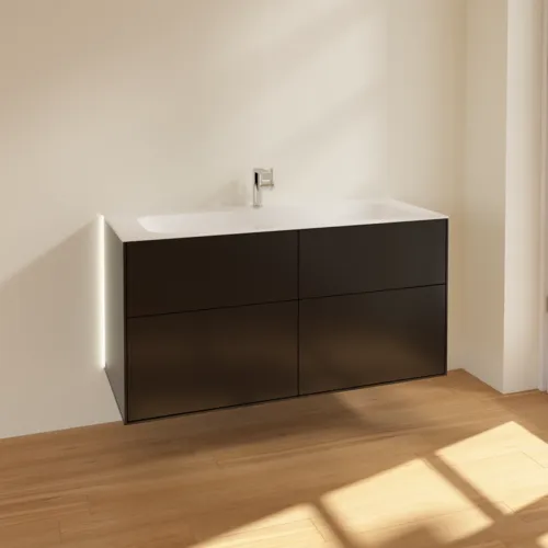 VILLEROY BOCH Finion Waschbeckenunterschrank, mit Beleuchtung, 4 Auszüge, 1196 x 591 x 498 mm, Black Matt Lacquer #G05000PD, Bild 2