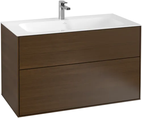 Picture of VILLEROY BOCH Finion Vanity unit, with lighting, 2 pull-out compartments, 996 x 591 x 498 mm, Walnut Veneer #G02000GN