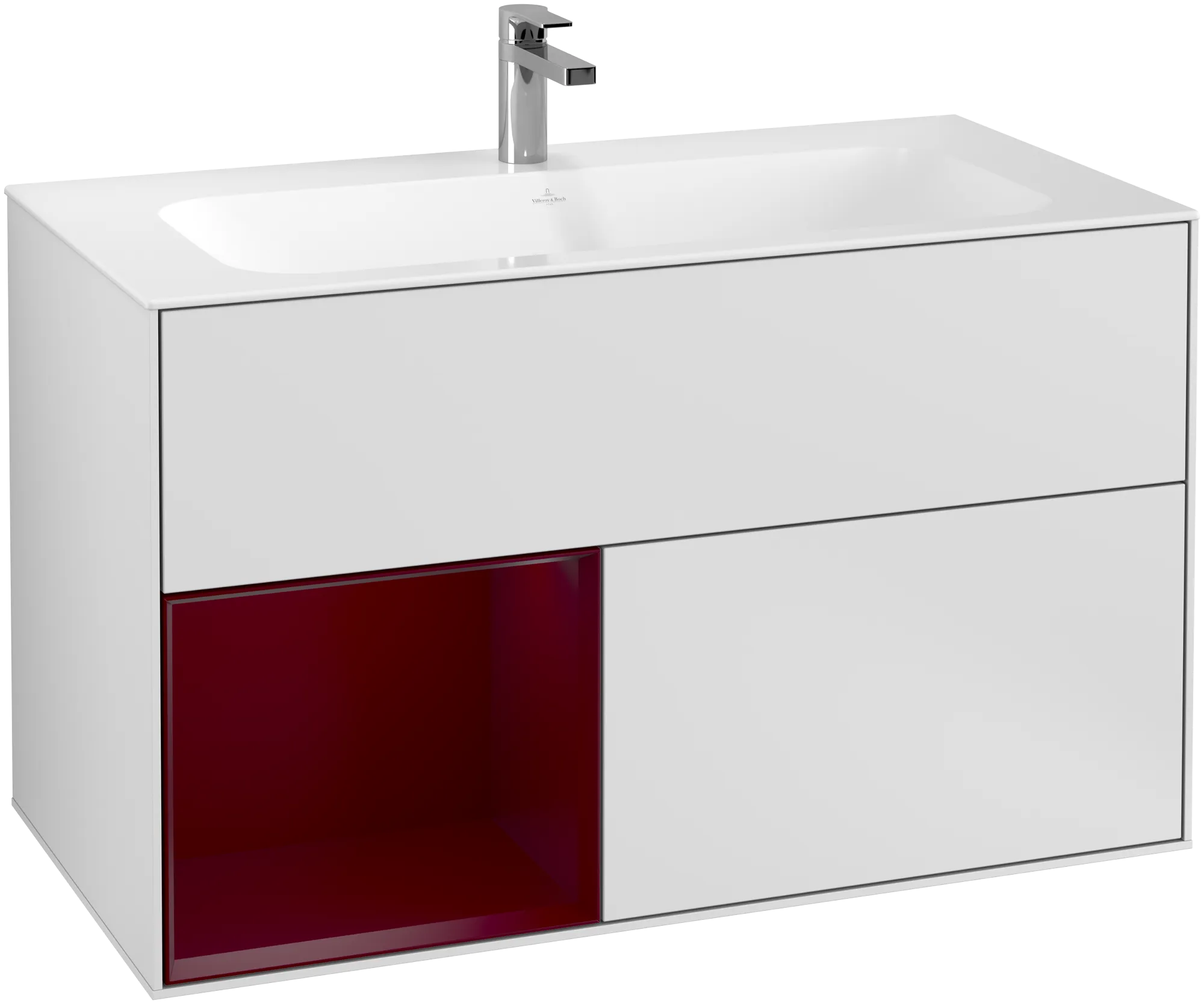 Picture of VILLEROY BOCH Finion Vanity unit, with lighting, 2 pull-out compartments, 996 x 591 x 498 mm, White Matt Lacquer / Peony Matt Lacquer #G030HBMT