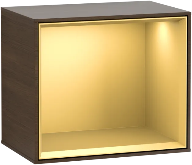 Picture of VILLEROY BOCH Finion Shelf module, 418 x 356 x 270 mm, Walnut Veneer / Gold Matt Lacquer #FD10HFGN