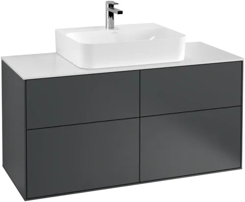 Picture of VILLEROY BOCH Finion Vanity unit, with lighting, 4 pull-out compartments, 1200 x 603 x 501 mm, Midnight Blue Matt Lacquer / Glass White Matt #G13100HG