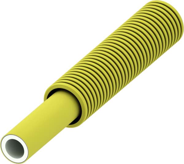 Picture of TECE TECEflex composite pipe PE-Xc/Al/PE-RT gas yellow, dimension 16, in corrugated sheath, 50 m roll #782016