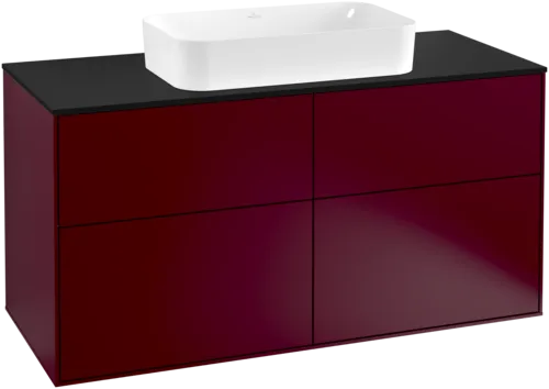 εικόνα του VILLEROY BOCH Finion Vanity unit, with lighting, 4 pull-out compartments, 1200 x 603 x 501 mm, Peony Matt Lacquer / Glass Black Matt #G26200HB