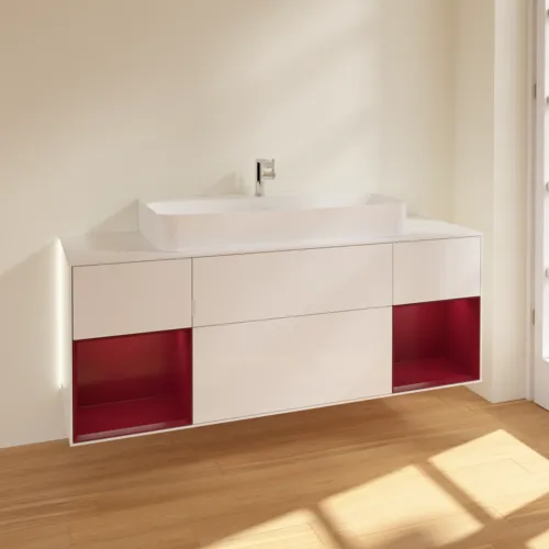 VILLEROY BOCH Finion Waschbeckenunterschrank, mit Beleuchtung, 4 Auszüge, 1600 x 603 x 501 mm, Glossy White Lacquer / Peony Matt Lacquer / Glass White Matt #G211HBGF, Bild 2