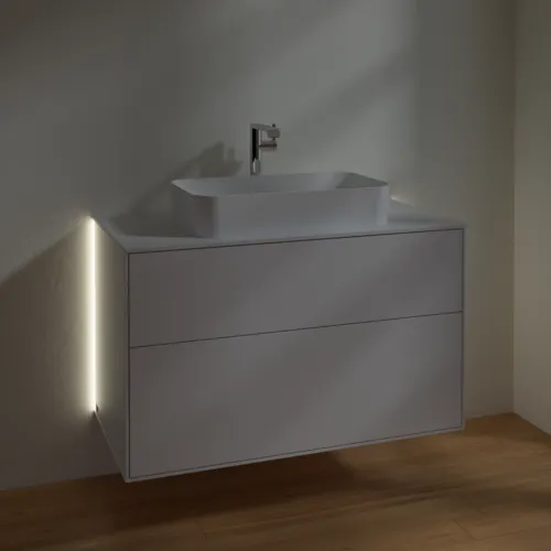 Bild von VILLEROY BOCH Finion Waschbeckenunterschrank, mit Beleuchtung, 2 Auszüge, 1000 x 603 x 501 mm, Glossy White Lacquer / Glass White Matt #G23100GF