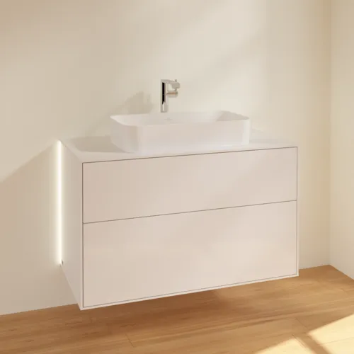 Bild von VILLEROY BOCH Finion Waschbeckenunterschrank, mit Beleuchtung, 2 Auszüge, 1000 x 603 x 501 mm, Glossy White Lacquer / Glass White Matt #G23100GF