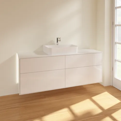 Bild von VILLEROY BOCH Finion Waschbeckenunterschrank, mit Beleuchtung, 4 Auszüge, 1600 x 603 x 501 mm, Glossy White Lacquer / Glass White Matt #G19100GF