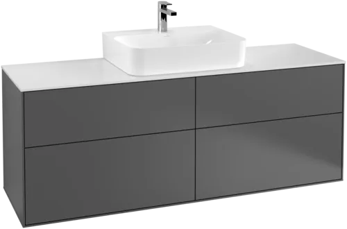 Bild von VILLEROY BOCH Finion Waschbeckenunterschrank, mit Beleuchtung, 4 Auszüge, 1600 x 603 x 501 mm, Anthracite Matt Lacquer / Glass White Matt #G19100GK