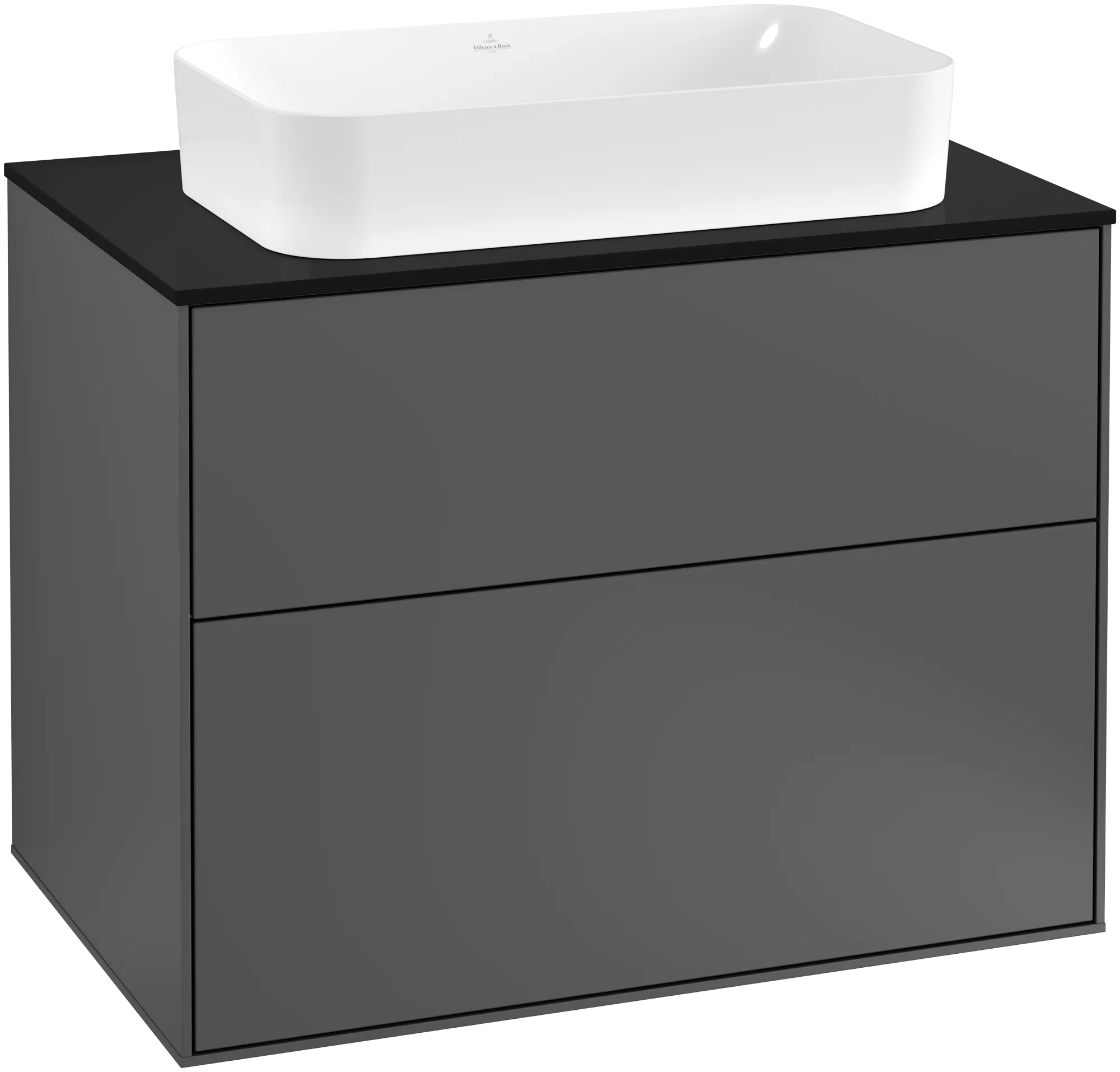 Picture of VILLEROY BOCH Finion Vanity unit, with lighting, 2 pull-out compartments, 800 x 603 x 501 mm, Anthracite Matt Lacquer / Glass Black Matt #G22200GK