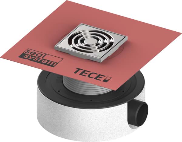 TECE TECEdrainpoint S 115 Ablaufset superflach mit werkseitig angebrachter Seal System Dichtmanschette und Wasser-Geruchsverschluss #3601107