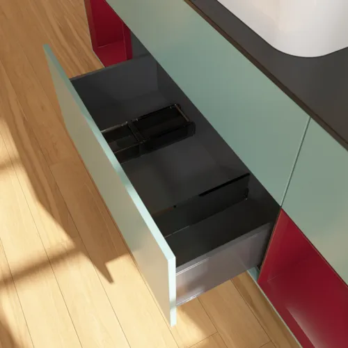 Bild von VILLEROY BOCH Finion Waschbeckenunterschrank, mit Beleuchtung, 4 Auszüge, 1600 x 603 x 501 mm, Olive Matt Lacquer / Peony Matt Lacquer / Glass Black Matt #G332HBGM