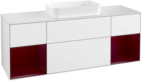 Зображення з  VILLEROY BOCH Finion Vanity unit, with lighting, 4 pull-out compartments, 1600 x 603 x 501 mm, Glossy White Lacquer / Peony Matt Lacquer / Glass White Matt #G331HBGF