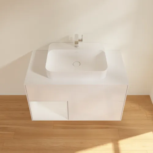Bild von VILLEROY BOCH Finion Waschbeckenunterschrank, mit Beleuchtung, 2 Auszüge, 1000 x 603 x 501 mm, Glossy White Lacquer / Glossy White Lacquer / Glass White Matt #G361GFGF