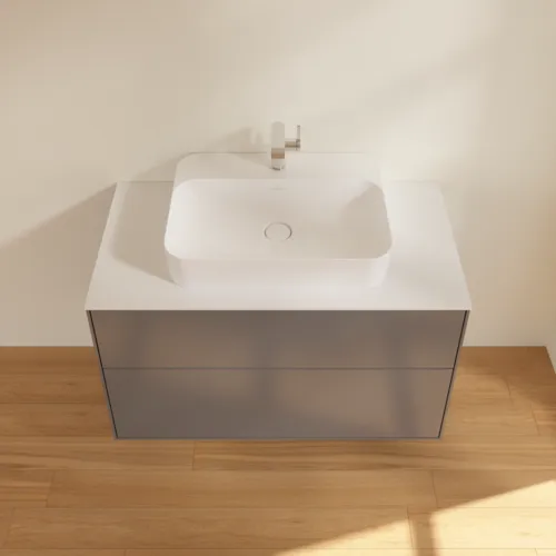 Bild von VILLEROY BOCH Finion Waschbeckenunterschrank, mit Beleuchtung, 2 Auszüge, 1000 x 603 x 501 mm, Anthracite Matt Lacquer / Glass White Matt #G35100GK