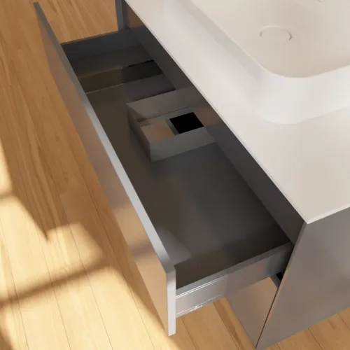 Bild von VILLEROY BOCH Finion Waschbeckenunterschrank, mit Beleuchtung, 2 Auszüge, 1000 x 603 x 501 mm, Anthracite Matt Lacquer / Glass White Matt #G35100GK