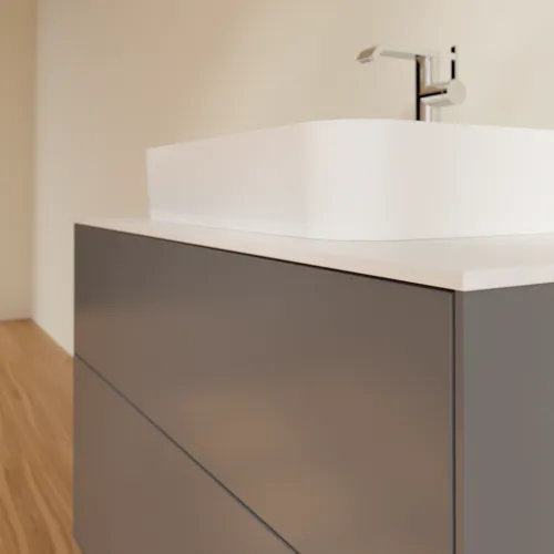 Bild von VILLEROY BOCH Finion Waschbeckenunterschrank, mit Beleuchtung, 2 Auszüge, 1000 x 603 x 501 mm, Anthracite Matt Lacquer / Glass White Matt #G35100GK