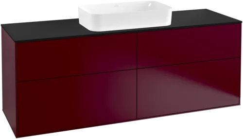 Obrázek VILLEROY BOCH Finion Vanity unit, with lighting, 4 pull-out compartments, 1600 x 603 x 501 mm, Peony Matt Lacquer / Glass Black Matt #G32200HB