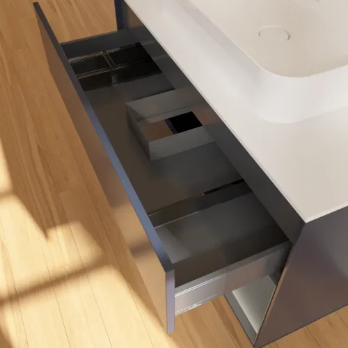 Bild von VILLEROY BOCH Finion Waschbeckenunterschrank, mit Beleuchtung, 2 Auszüge, 1000 x 603 x 501 mm, Midnight Blue Matt Lacquer / Anthracite Matt Lacquer / Glass White Matt #G371GKHG