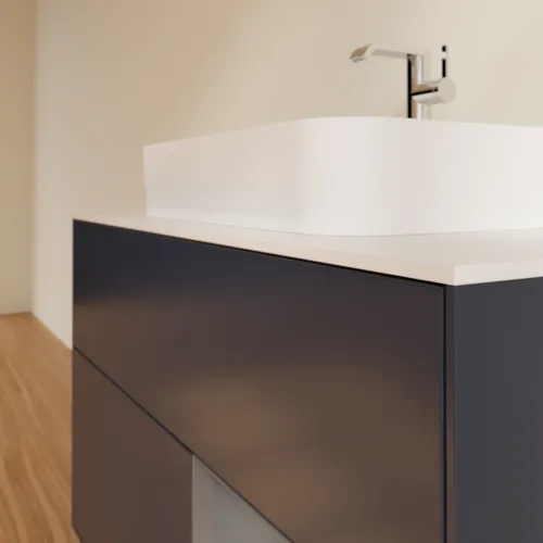 Bild von VILLEROY BOCH Finion Waschbeckenunterschrank, mit Beleuchtung, 2 Auszüge, 1000 x 603 x 501 mm, Midnight Blue Matt Lacquer / Anthracite Matt Lacquer / Glass White Matt #G371GKHG