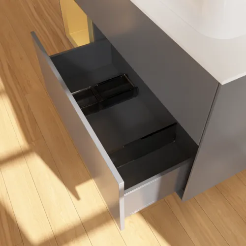 Obrázek VILLEROY BOCH Finion Vanity unit, with lighting, 3 pull-out compartments, 1200 x 603 x 501 mm, Anthracite Matt Lacquer / Gold Matt Lacquer / Glass White Matt #G391HFGK